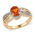 Crimson Fire Opal, White Zircon Ring in Vermeil YG Over Sterling Silver (Size 10.0) 1.85 ctw - Sticky add to cart bar