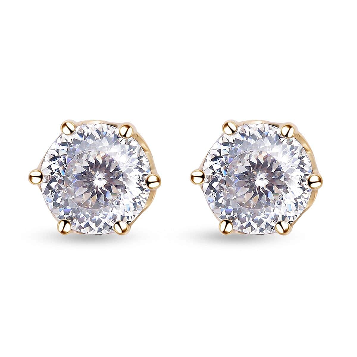LUXORO 10K White Gold Portuguese Cut 161 Facet Moissanite VS-EF Stud Earrings 2.15 ctw