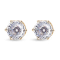 LUXORO 10K White Gold Portuguese Cut 161 Facet Moissanite VS-EF Stud Earrings 2.15 ctw - Sticky add to cart bar