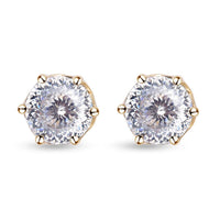 LUXORO 10K White Gold Portuguese Cut 161 Facet Moissanite VS-EF Stud Earrings 2.15 ctw