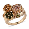 Multi-Tourmaline ,  Blue Sapphire  Fancy Ring in Vermeil YG Sterling Silver 1.70 ctw ,  Silver Wt. 10.17 g - Sticky add to cart bar