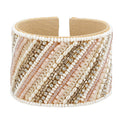 Turquoise Glass Seed Beaded Cuff Bracelet in Goldtone - Sticky add to cart bar