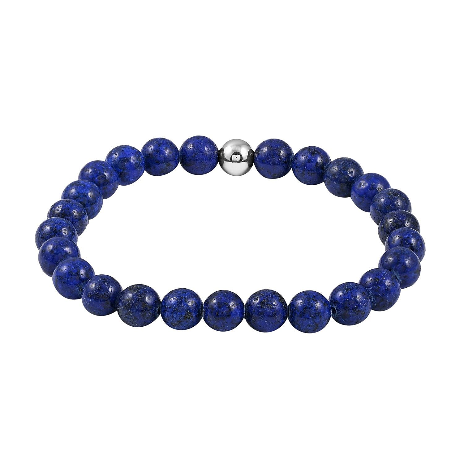 Lapis Lazuli Beaded Stretch Bracelet in Stainless Steel 60.50 ctw , Tarnish-Free, Waterproof, Sweat Proof Jewelry
