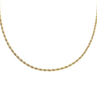 2mm Rope Necklace (24 Inches) in ION Plated YG Stainless Steel , Tarnish-Free, Waterproof, Sweat Proof Jewelry