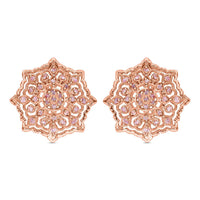 Pink Diamond Earrings, Natural Pink Diamond Earrings, Uncut Diamond Earrings, Sterling Silver Earrings, Latch Back Earrings, Floral Earrings 0.50 ctw