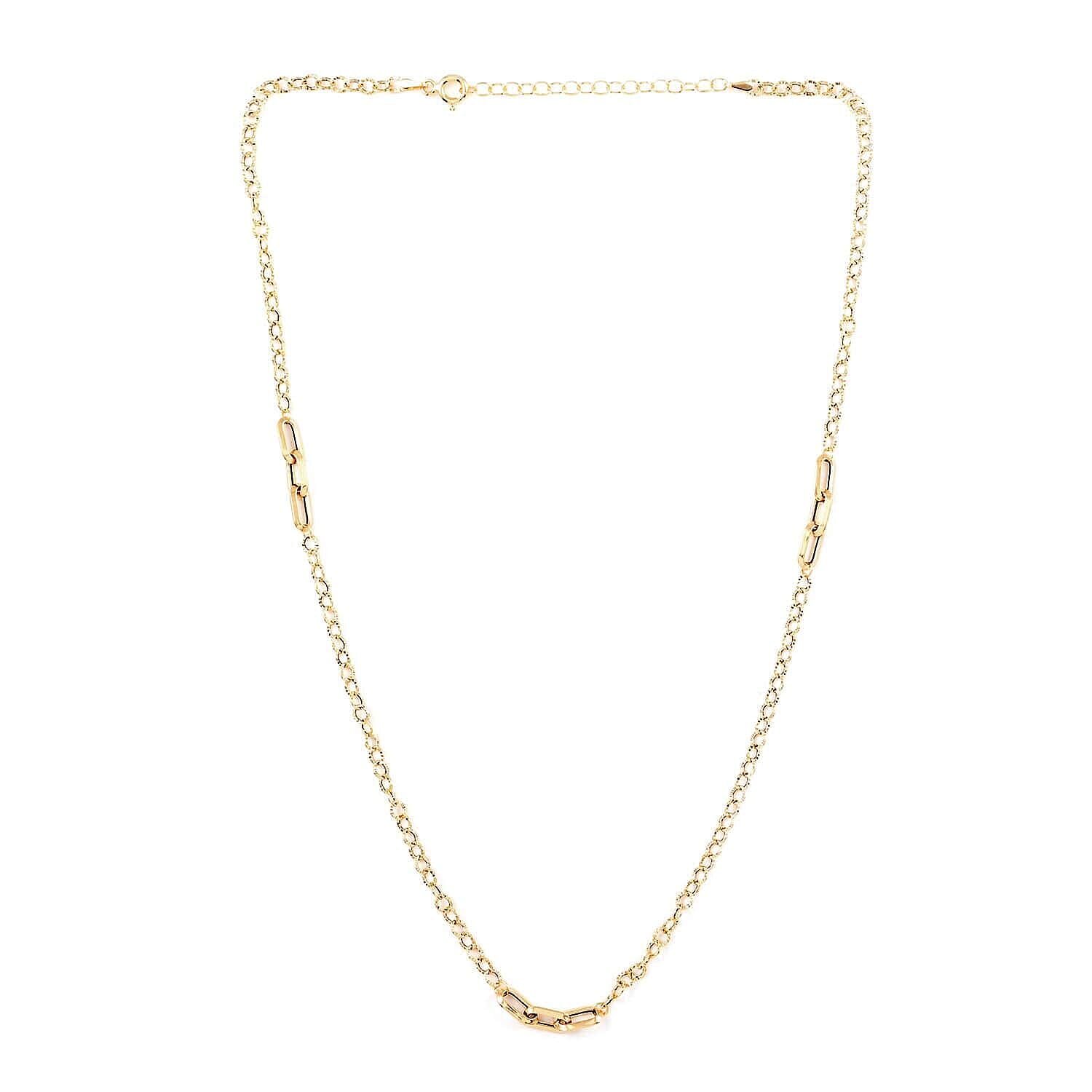 Maestro Gold Collection Italian 14K Yellow Gold 4.7mm Paper Clip Station Necklace 18-20 Inches 2.1 Grams