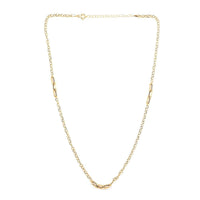 Maestro Gold Collection Italian 14K Yellow Gold 4.7mm Paper Clip Station Necklace 18-20 Inches 2.1 Grams