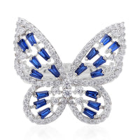 Simulated Diamond Butterfly Ring in Silvertone (Size 10.0) 1.60 ctw