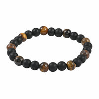 Tiger's Eye and Lava Stone Beaded Stretch Bracelet 18.00 ctw