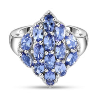 Tanzanite 3.22 ctw Ring in Platinum Over Sterling Silver (Size 10.0) (5.8 g)
