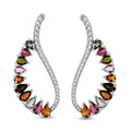 Multi Tourmaline Earrings , Zircon Accent Earrings , Fancy Earrings, Sterling Silver Earrings 4.15 ctw - Sticky add to cart bar