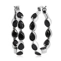 Thai Black Spinel Inside Out Hoop Earrings in Stainless Steel 9.60 ctw - Sticky add to cart bar
