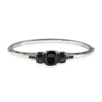 KARIS Natural Thai Black Spinel Bangle Bracelet in 18K YG Plated and Platinum Bond (6.50 In) 13.00 ctw