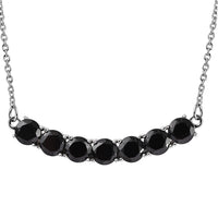 Thai Black Spinel Necklace 18 Inches in Stainless Steel 7.75 ctw