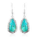 SANTA FE Style Kingman Turquoise Dangle Earrings in Sterling Silver 4.00 ctw - Sticky add to cart bar