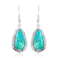 SANTA FE Style Kingman Turquoise Dangle Earrings in Sterling Silver 4.00 ctw