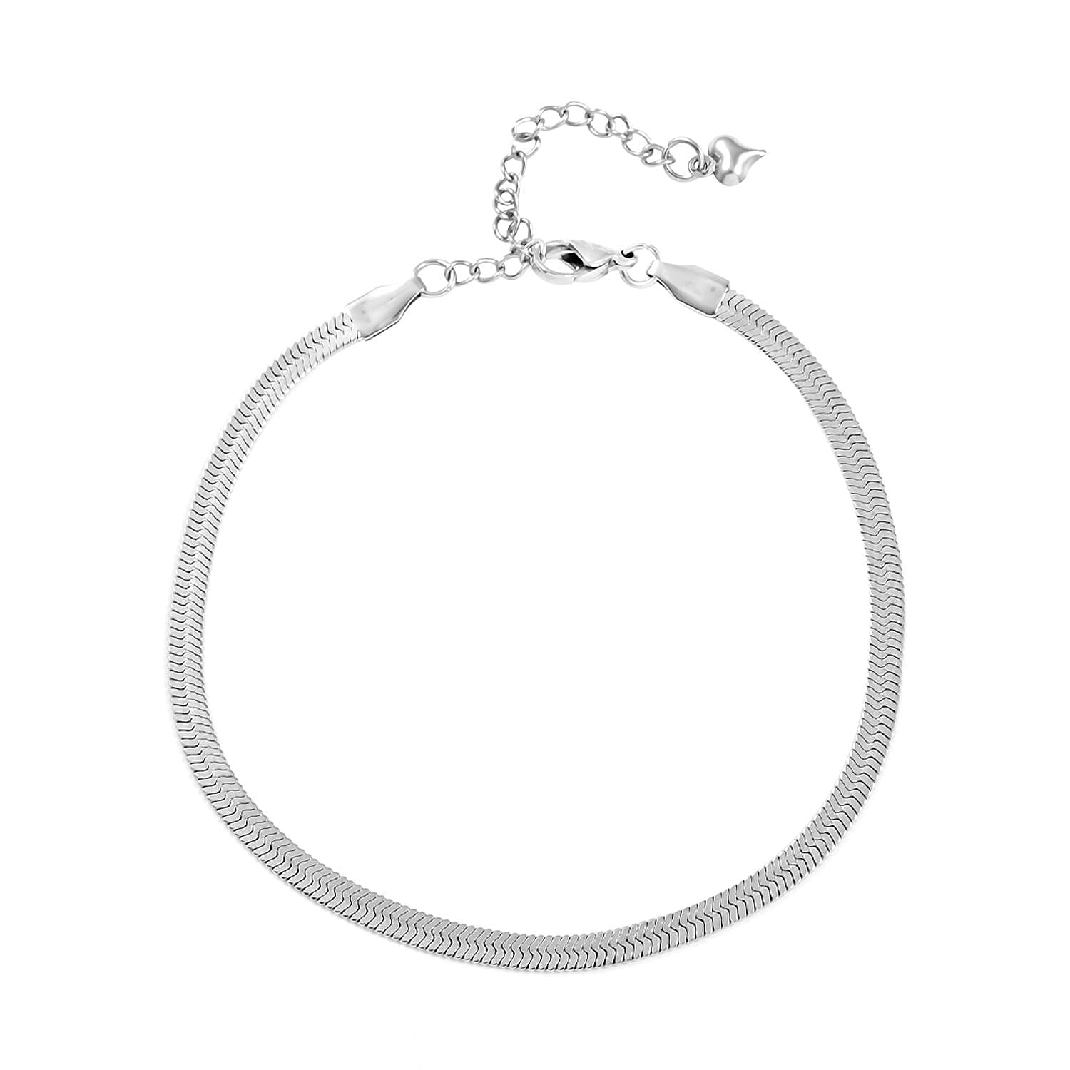 Herringbone Chain Anklet 9 Inches in Stainless Steel