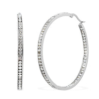 Simulated Diamond Hoop Earrings in Stainless Steel, Tarnish-Free, Waterproof, Sweat Proof Jewelry