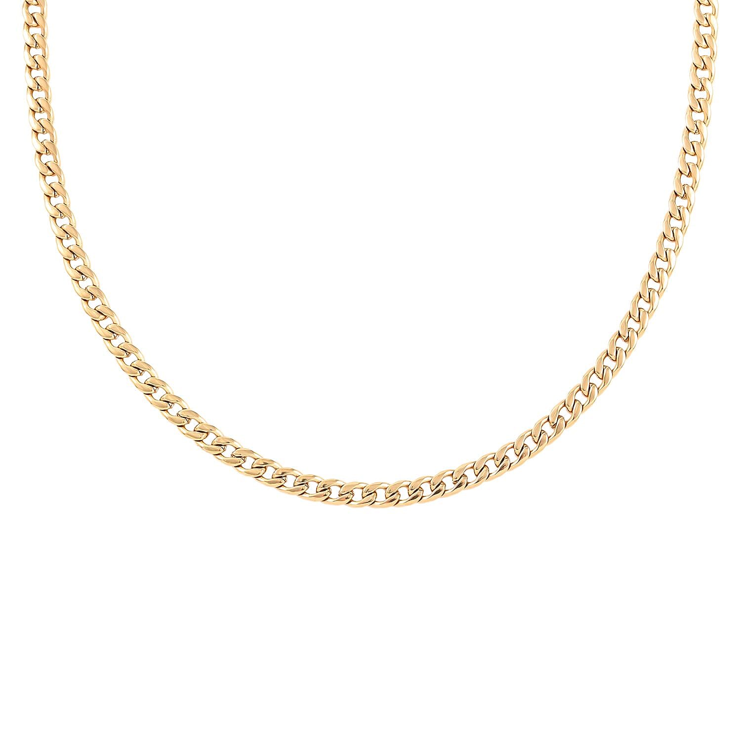 4.4mm Curb Necklace (24 Inches) in ION Plated YG Stainless Steel (18.60 g) , Tarnish-Free, Waterproof, Sweat Proof Jewelry