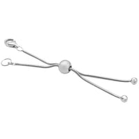 Rhodium Over Sterling Silver 9mm Lobster Lock with 2Inch Each Side Snake Extender Chain and 6mm Adjusting Bead