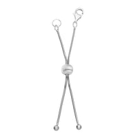 Rhodium Over Sterling Silver 9mm Lobster Lock with 2Inch Each Side Snake Extender Chain and 6mm Adjusting Cat Eye Beads