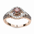 Red Diamond and White Diamond Ring in Vermeil Rose Gold Over Sterling Silver (Size 10.0) 1.00 ctw - Sticky add to cart bar