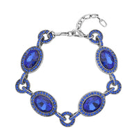 Simulated Blue Sapphire and Blue Austrian Crystal Bracelet in Silvertone (7.50 In)
