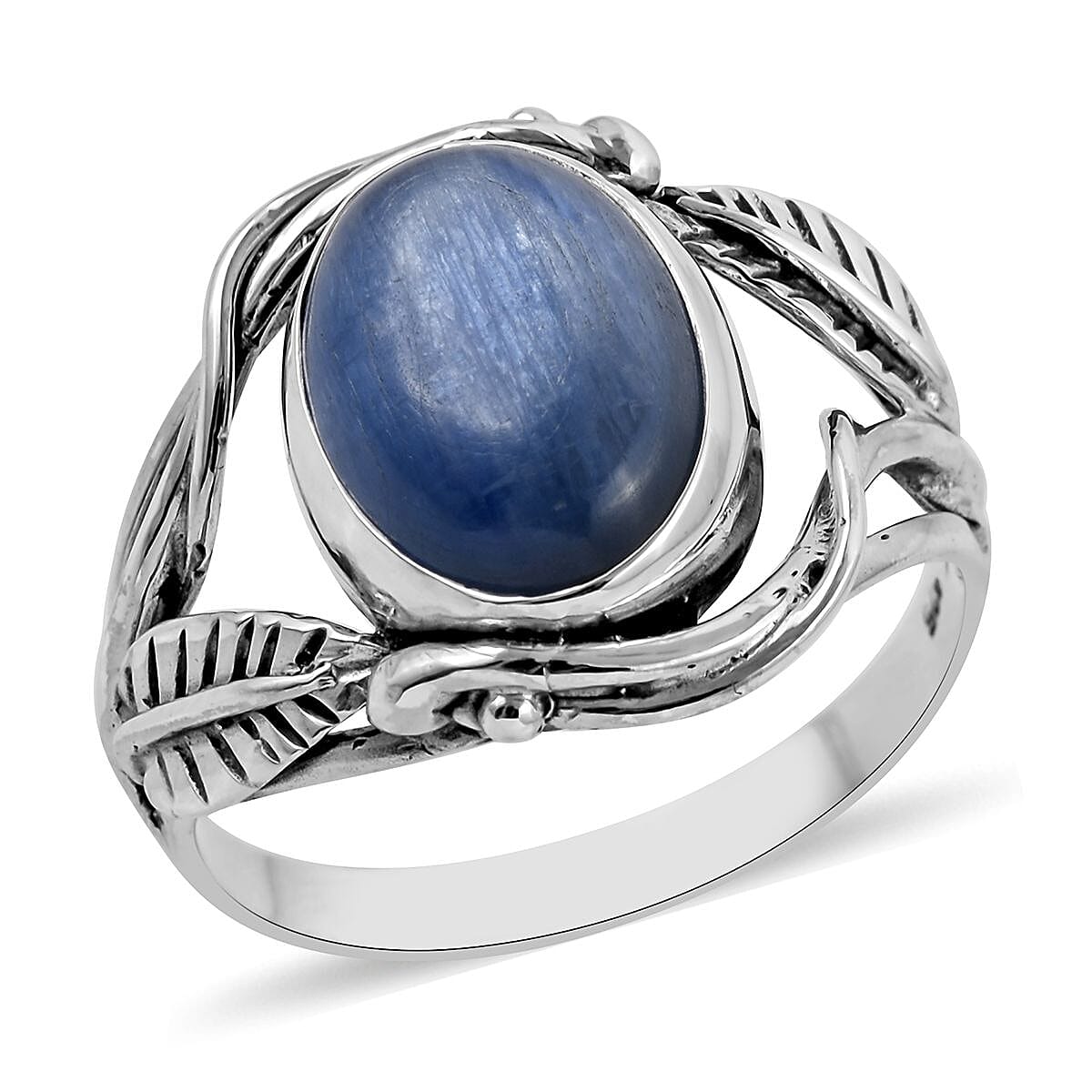 BALI LEGACY Himalayan Kyanite Leaf Ring in Serling Silver (Size 10.0) 7.00 ctw