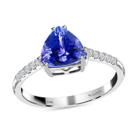 Certified & Appraised ILIANA 18K White Gold AAA Tanzanite and G-H SI Diamond Ring (Size 8.0) 2.80 Grams 2.05 ctw