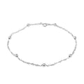 Italian Sterling Silver 4mm Station Oval Moon Cut Bead Anklet (10 in) 2.70 Grams - Sticky add to cart bar