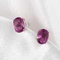Pink Fluorite Solitaire Stud Earrings in Sterling Silver 3.30 ctw - Sticky add to cart bar