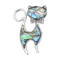 Abalone Shell and Austrian Crystal Cat Brooch in Silvertone - Sticky add to cart bar
