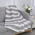 HOMESMART Beige Stripe Pattern Microfiber, Rabbit Fur Layer Reversible Blanket (59"x78") - Sticky add to cart bar
