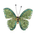 Green, Black and Green Magic Color Austrian Crystal Butterfly Brooch in Goldtone - Sticky add to cart bar