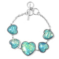 Lab Created Blue Opal Station Bracelet in Stainless Steel (7.00 In) 15.42 ctw - Sticky add to cart bar
