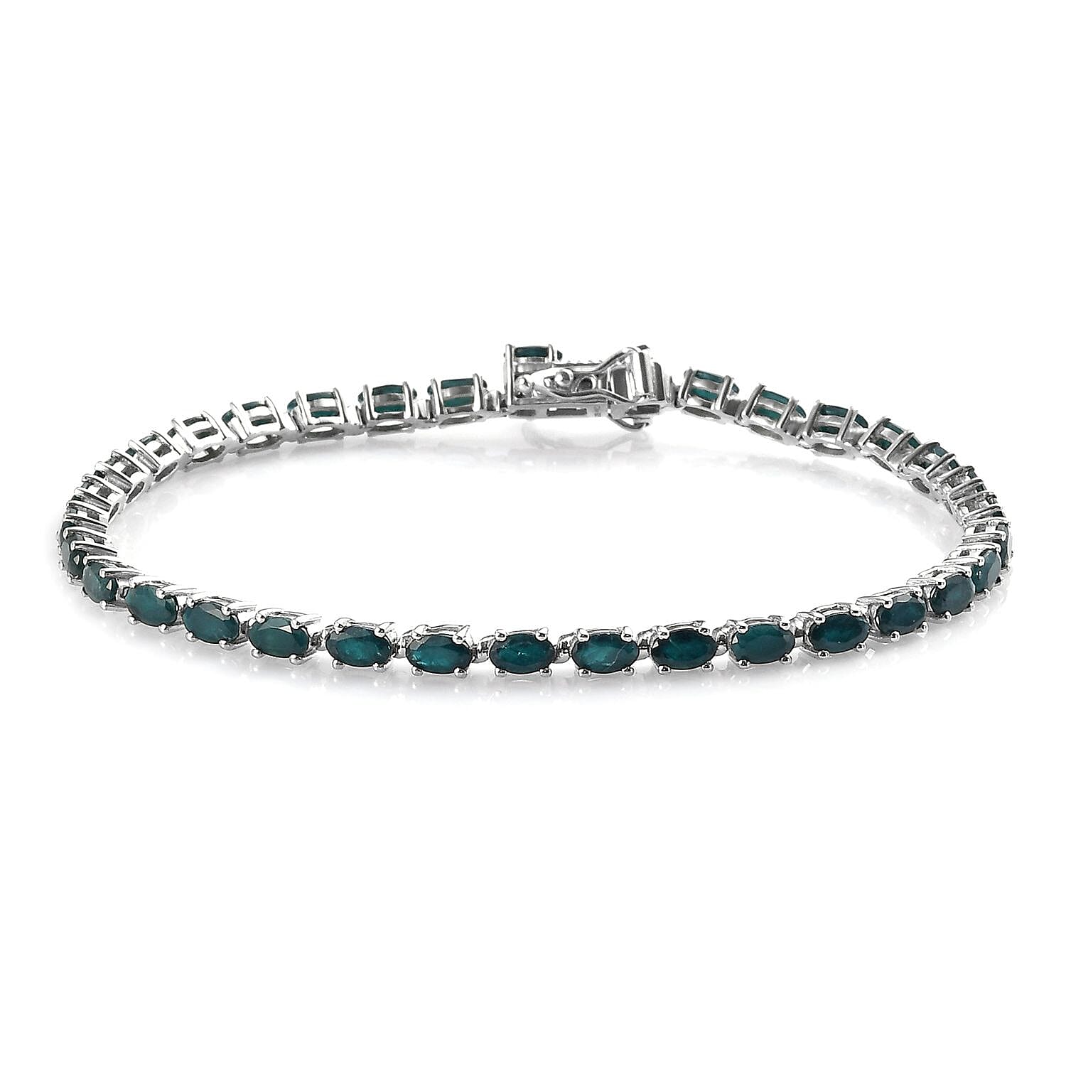 6.00 ctw Teal Grandidierite Tennis Bracelet in Platinum Over Sterling Silver (6.50 In)