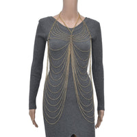 Layered Design Body Chain 20.50 Inches in Silvertone