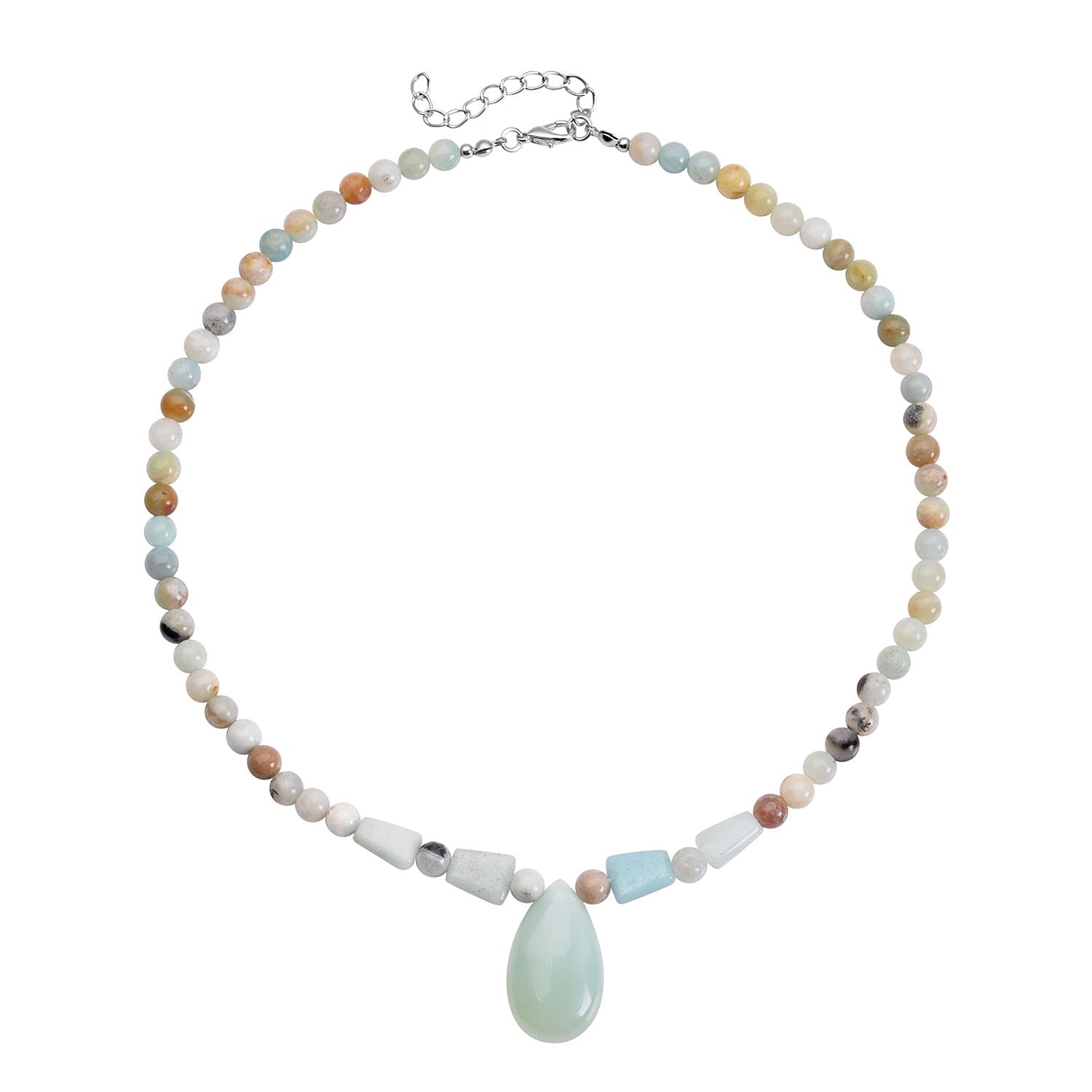 Galilea Rose Quartz Beaded Tribal Necklace 18-20 Inches in Silvertone 132.00