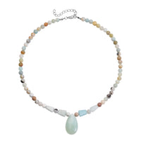 Galilea Rose Quartz Beaded Tribal Necklace 18-20 Inches in Silvertone 132.00