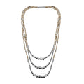 Cream Beaded Cassandra 3 Layered Necklace 24 Inches - Sticky add to cart bar