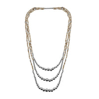 Cream Beaded Cassandra 3 Layered Necklace 24 Inches