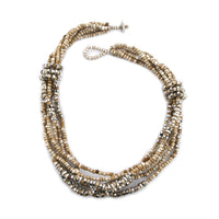 Cream Knot Beaded Multi Strand Necklace 20 Inches