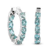 Madagascar Paraiba Apatite Hoop Earrings in Platinum Over Sterling Silver 3.65 ctw