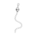 Rhodium Over Sterling Silver 8mm Stripe Ball Buckle with 2 Inches Extension Chain with Lobster Lock - Sticky add to cart bar