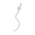 Rhodium Over Sterling Silver 8mm Sanded Ball Buckle with 2 Inches Extension Chain with Lobster Lock - Sticky add to cart bar