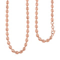Italian Silver Beaded Necklace, 14K Rose Gold Over Sterling Silver Necklace, Oval Beaded Necklace, 20 Inch Necklace 11 Grams - Sticky add to cart bar