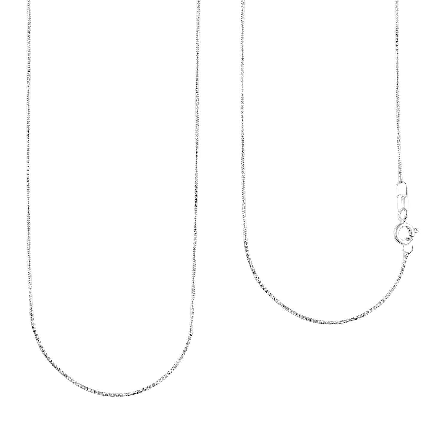 Italian Sterling Silver 0.80mm Snake Pyramid Pave Chain (18 Inches) (2.10 g)