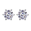 Hexagonal Cut Moissanite Solitaire Stud Earrings in Rhodium Over Sterling Silver 2.15 ctw - Sticky add to cart bar