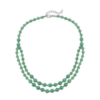 green-aventurine-and-green-glass-2-row-beaded-necklace-18-20-inches-in-silvertone-166.00-ctw