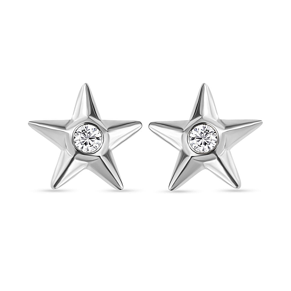 Moissanite Star Earrings in Platinum Over Sterling Silver 0.20 ctw